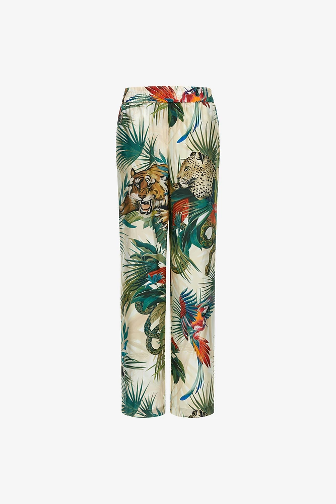 Jungle Print Silk Trousers