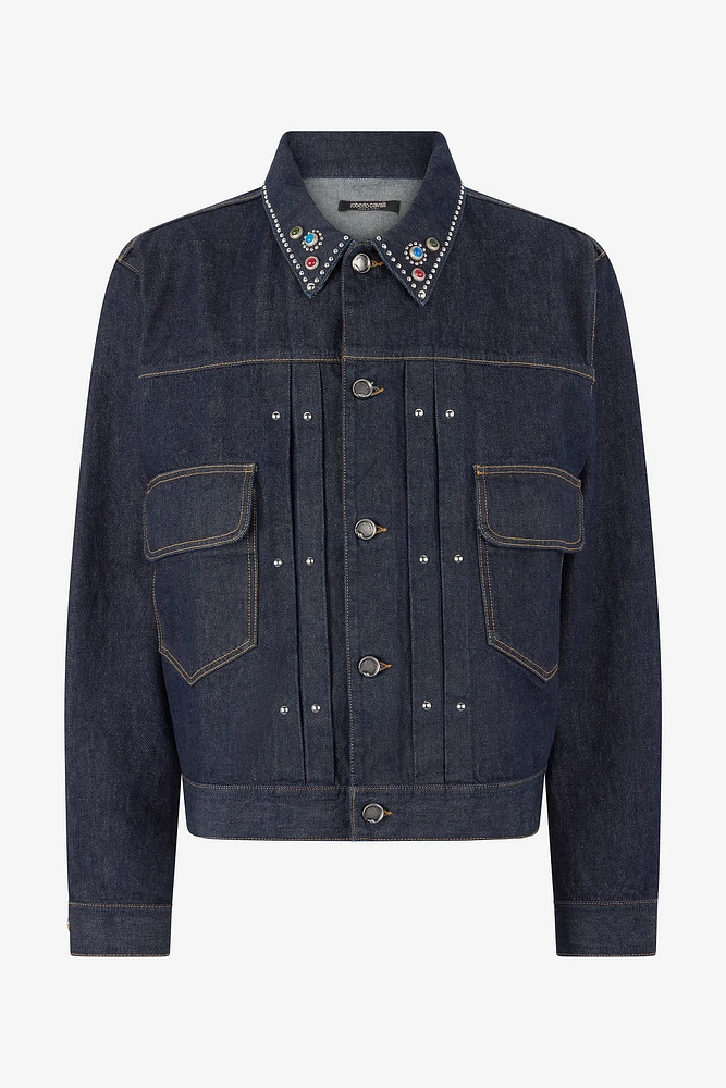 Denim Jacket With Studs And Stones