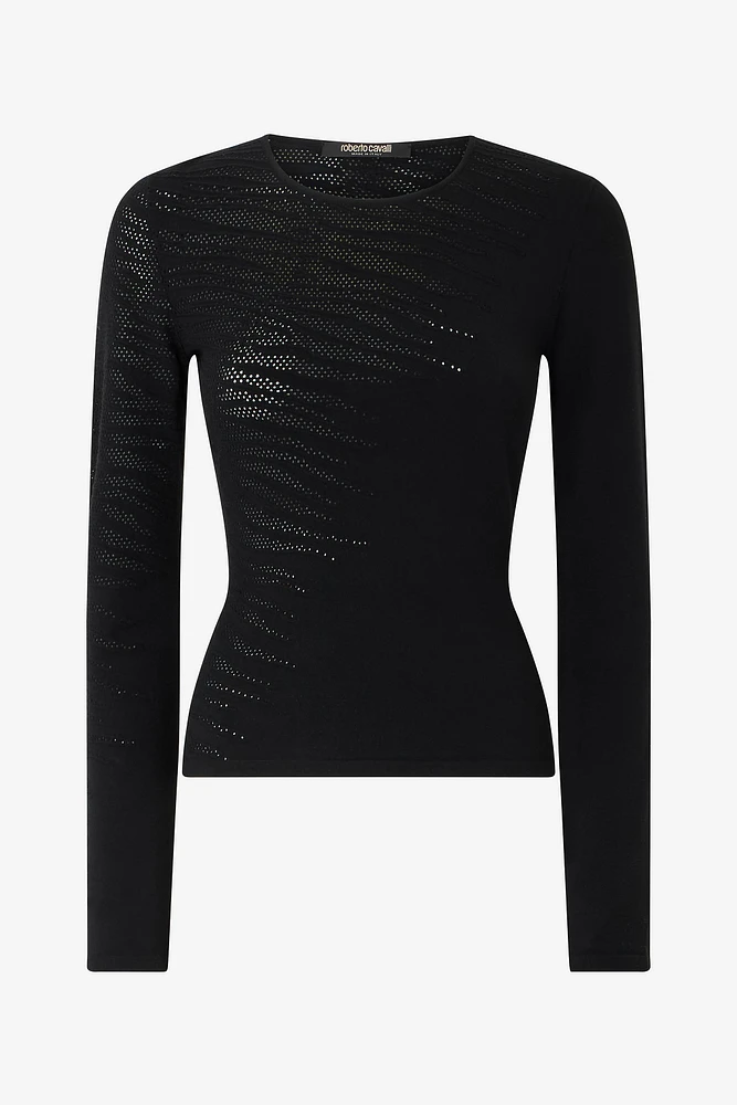 Sweater With Openwork Tiger Skin Pattern