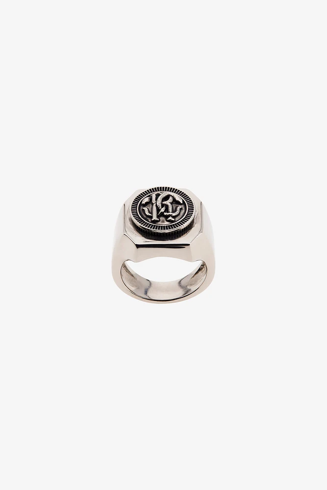 Silver-Tone RC Monogram Signet Ring