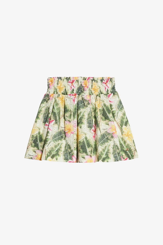 Broderie Anglaise Skirt With Floral Print