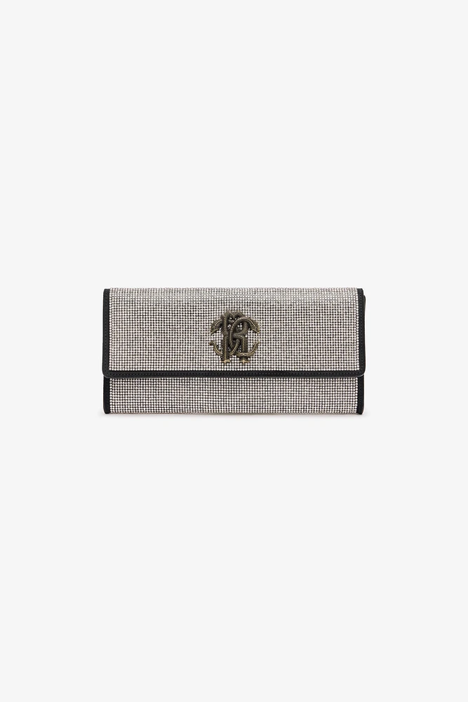 Clutch With Crystals And Mirror Snake Monogram