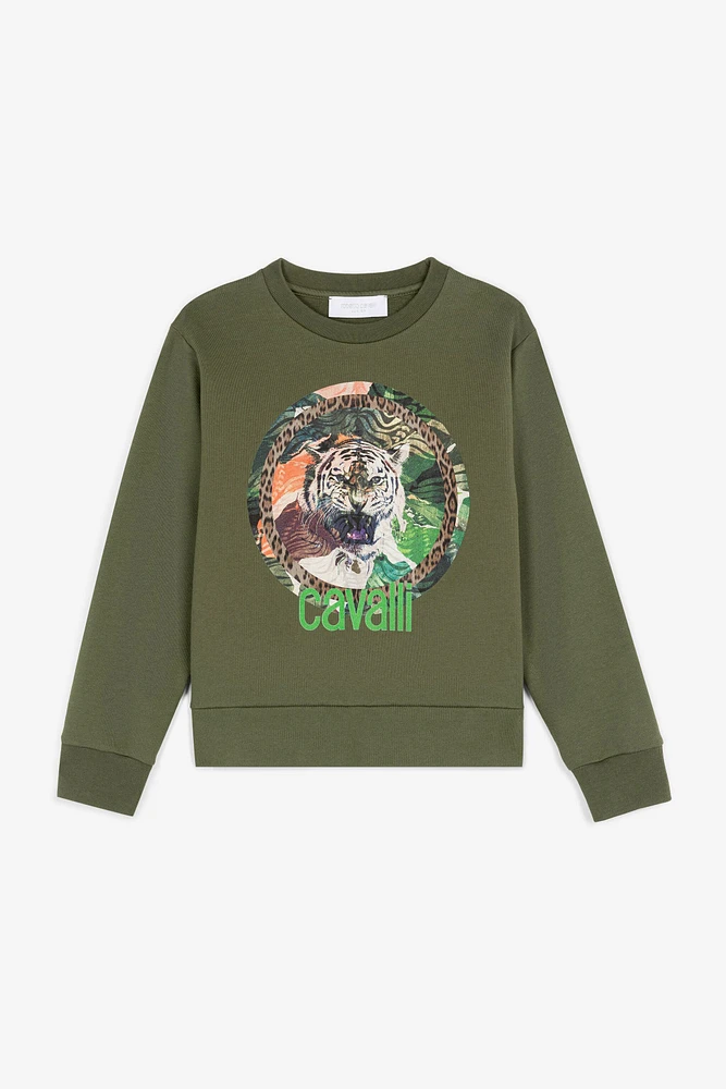 Tiger-Print Cotton Sweatshirt