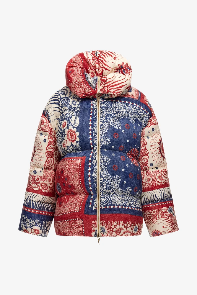 Bandana Print Puffer Jacket