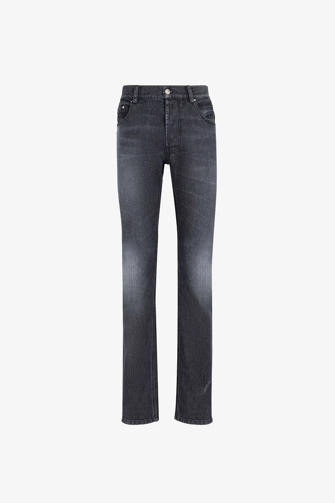 Mirror Snake-Embroidered Slim-Fit Jeans
