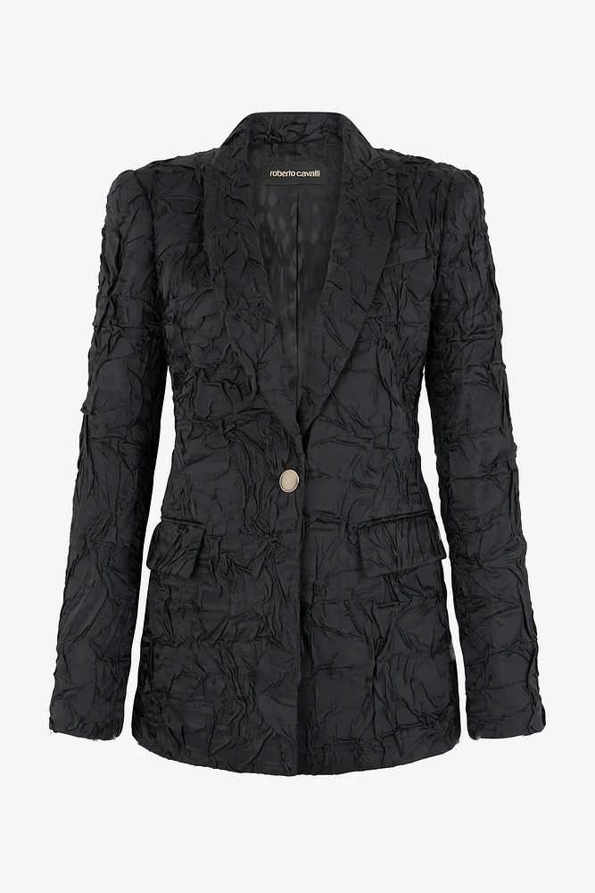 Crinkled-effect blazer
