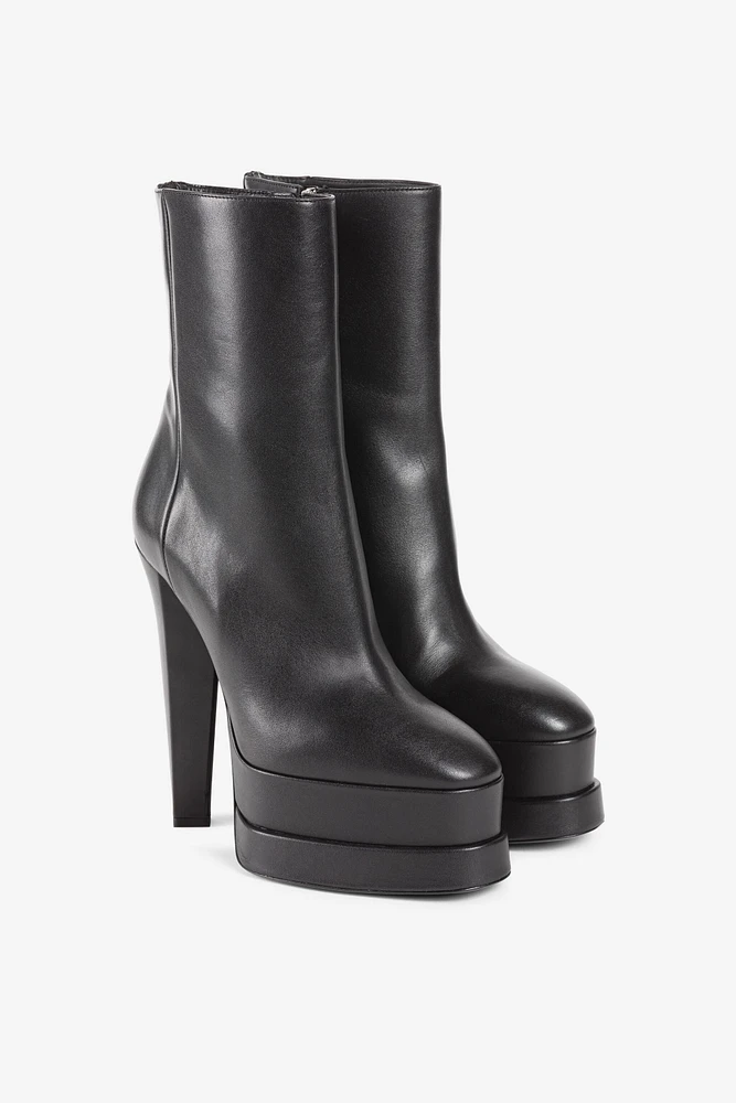 153mm leather platform boots