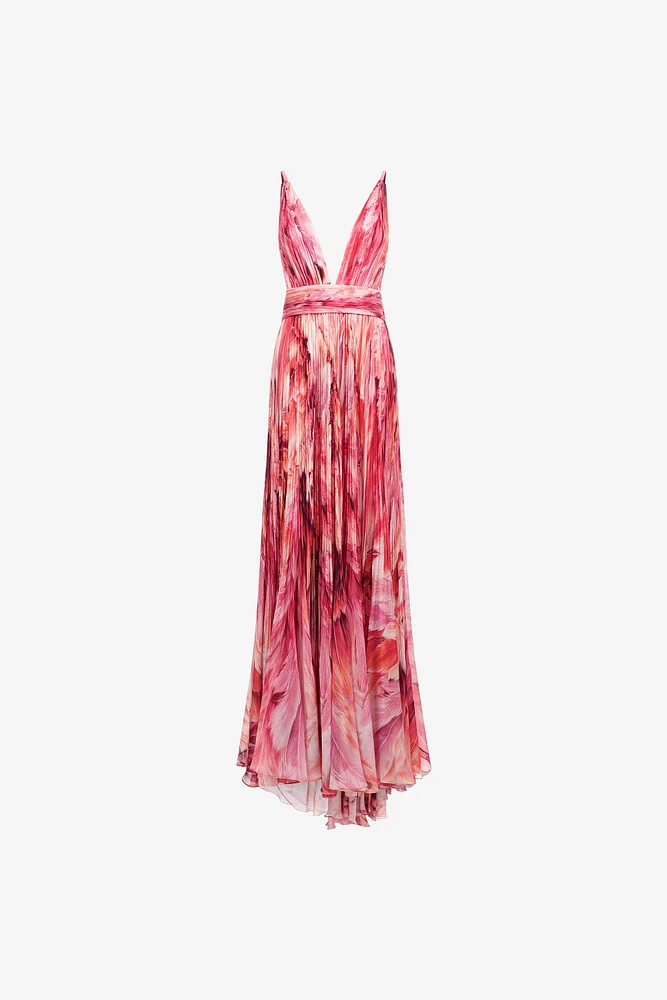Long dress Plumage print
