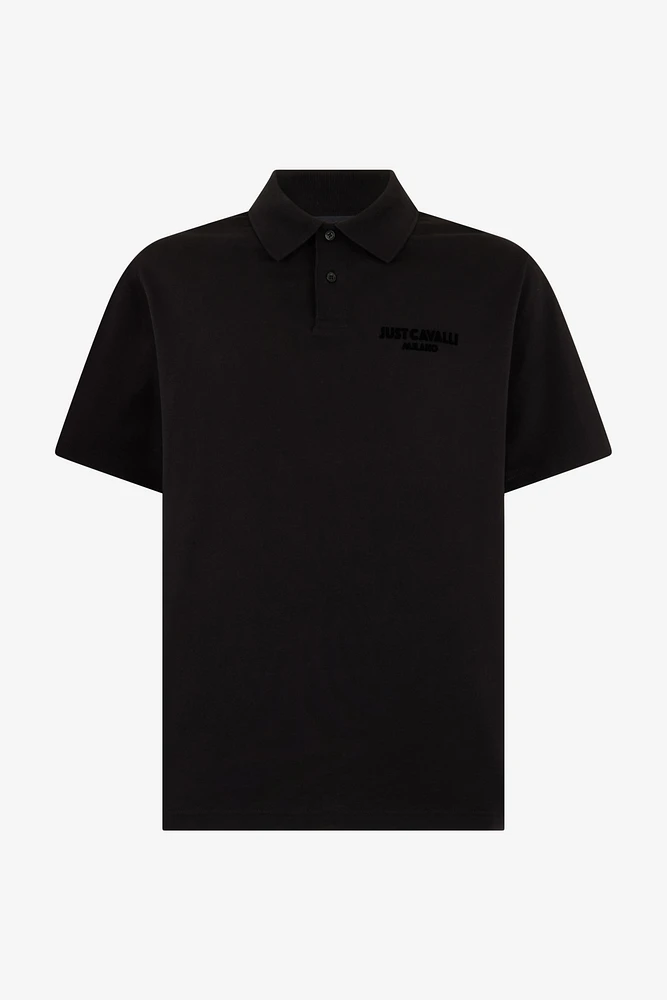Black Polo With Embroidered Logo