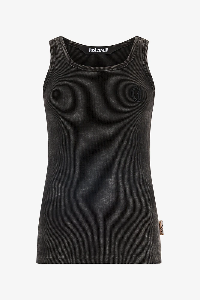 Stretch Cotton Tank Top With JC Monogram
