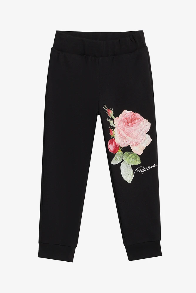 Joggers With Rose Print On One Leg