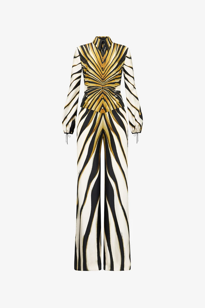 Ray Of Gold Print Silk Jumpsuit
