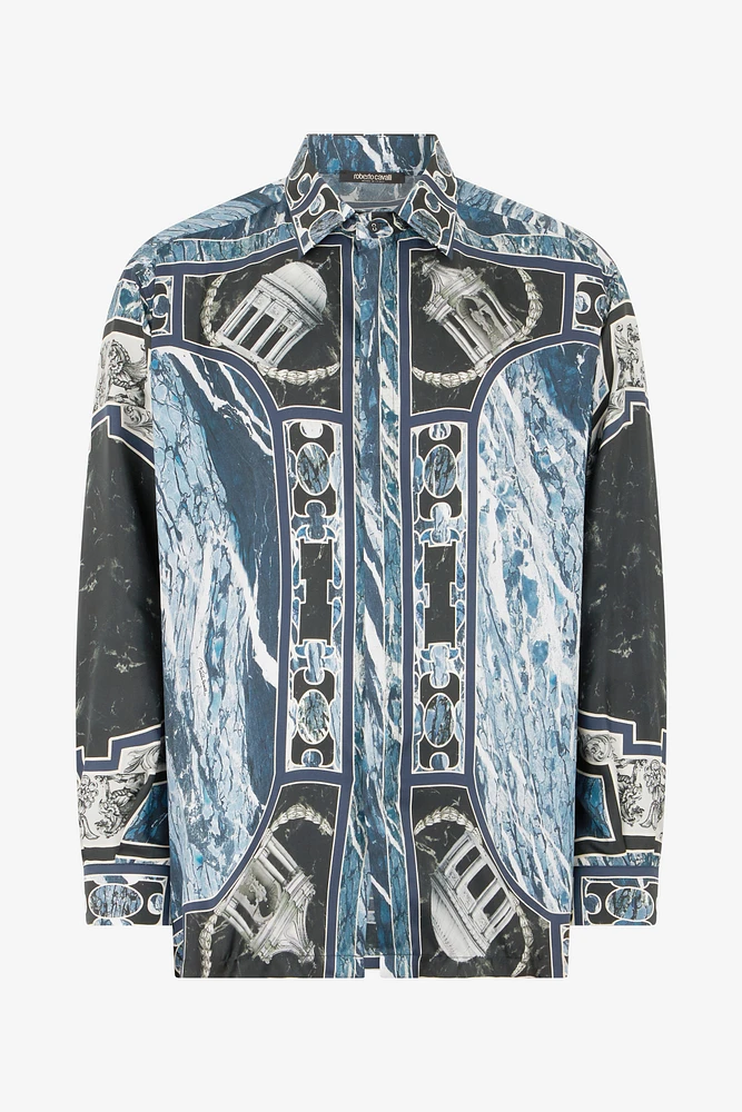 Shirt With Marble Print And Embellishments