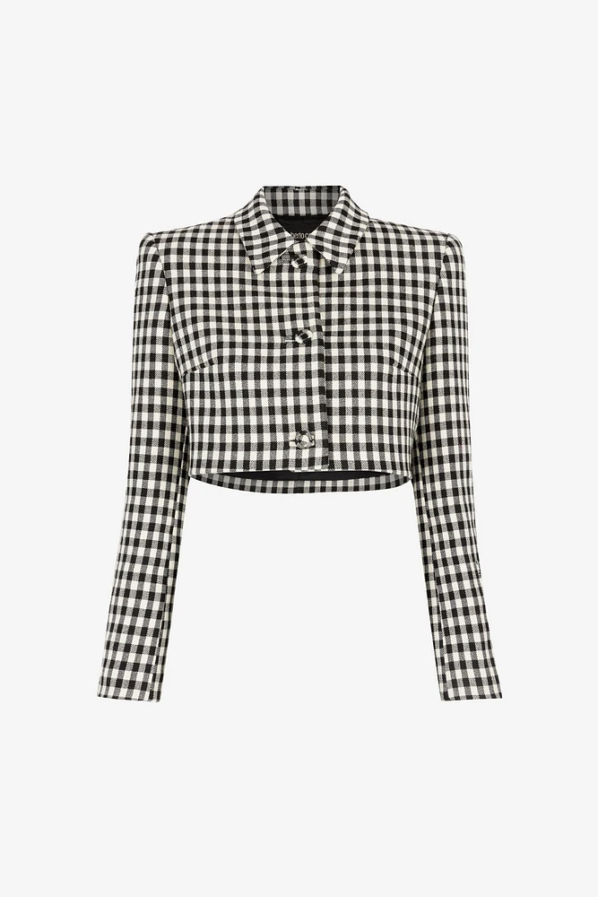 Gingham Cropped Blazer