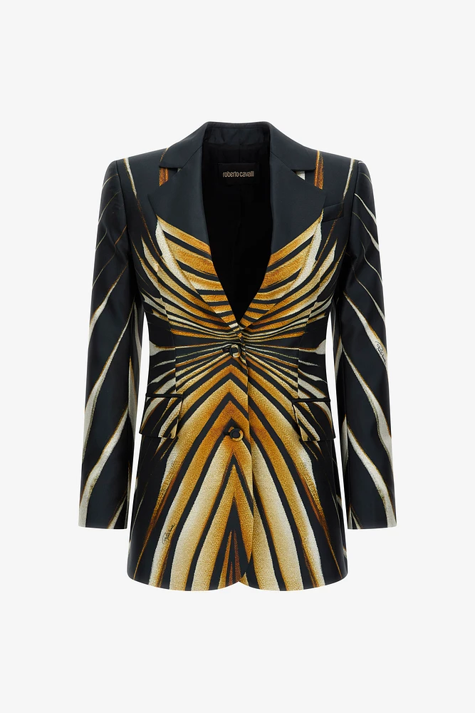 Ray Of Gold Print Silk Jacket