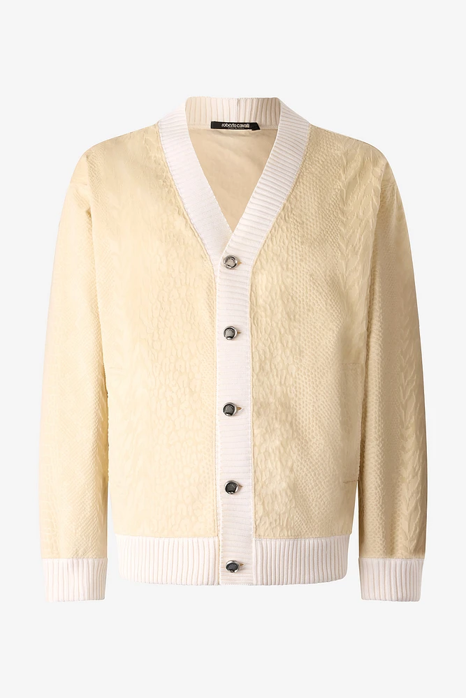 Python-Print Cardigan-Style Sweatshirt