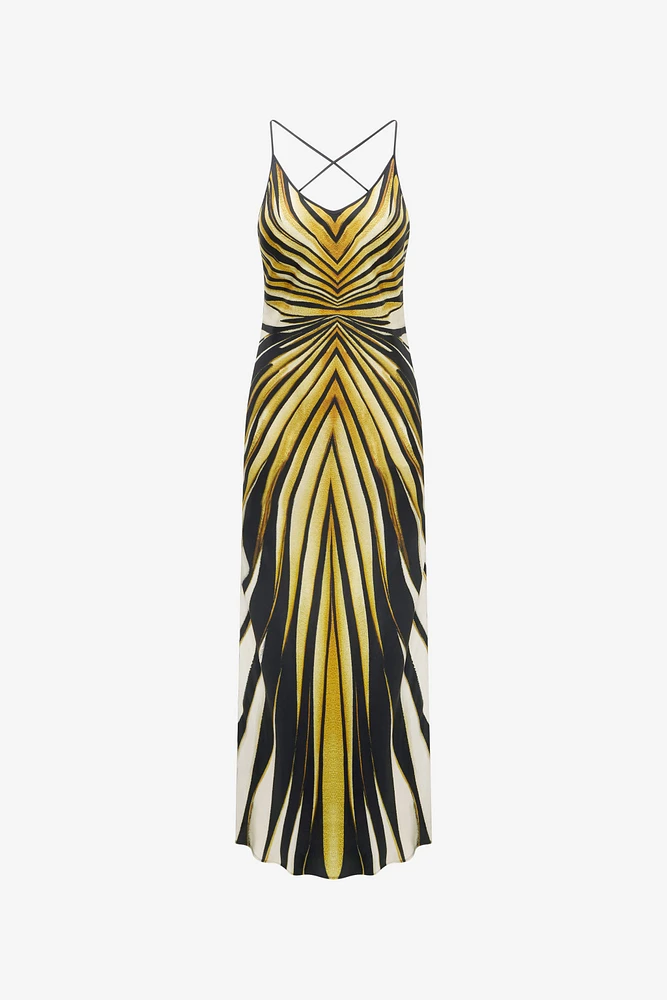 Ray Of Gold Print Silk Maxi Dress
