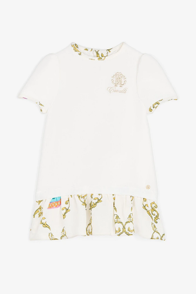 RC Monogram-Embroidered Silk Dress