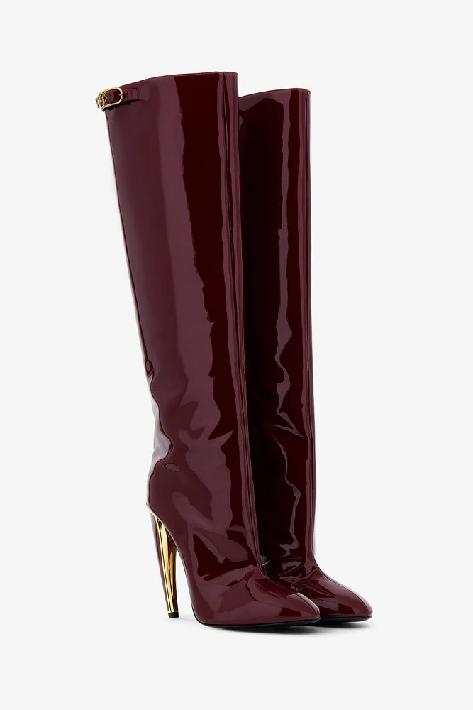 Patent Leather Knee-High Boots