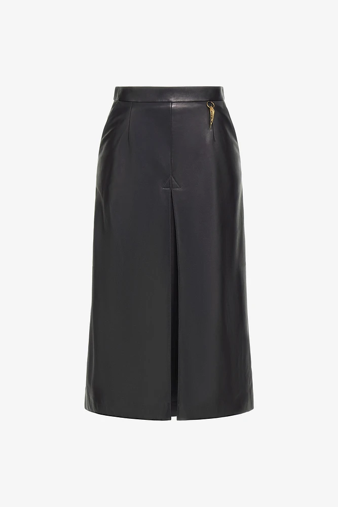 Leather midi skirt