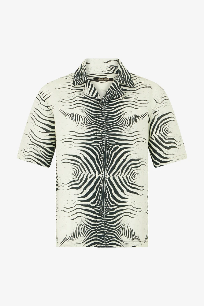 Linen Shirt With Mini Zebra Print