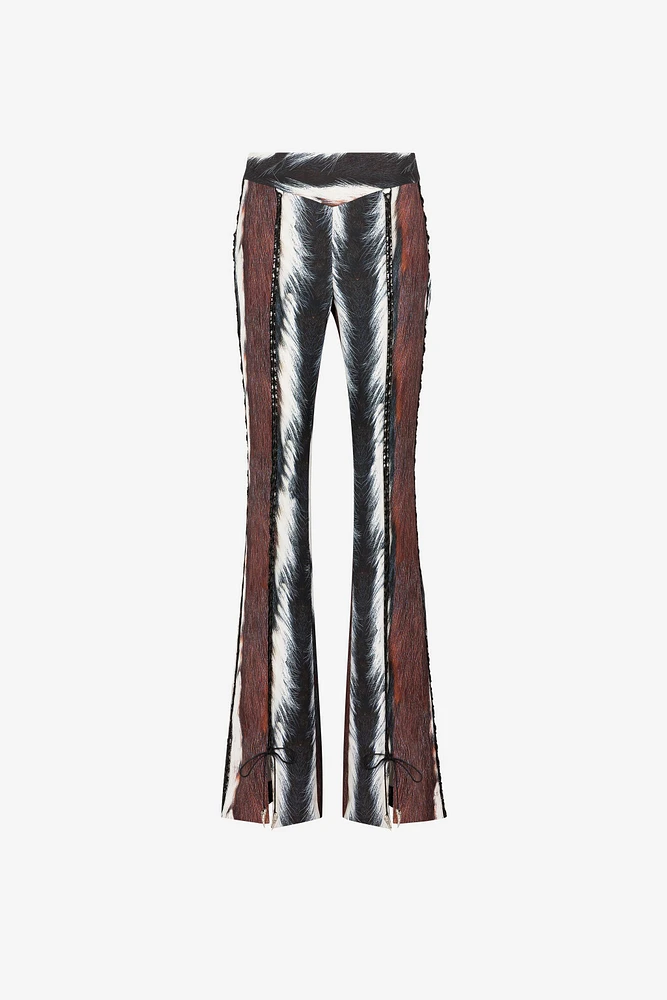 Animal-Print Lace-Up Trousers