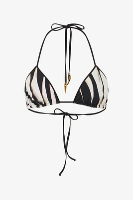 Bikini Top With Ray Of Pink Print