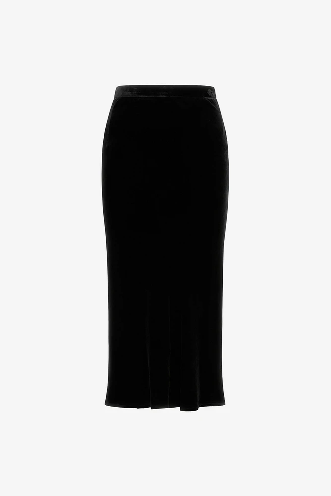 Velvet midi skirt