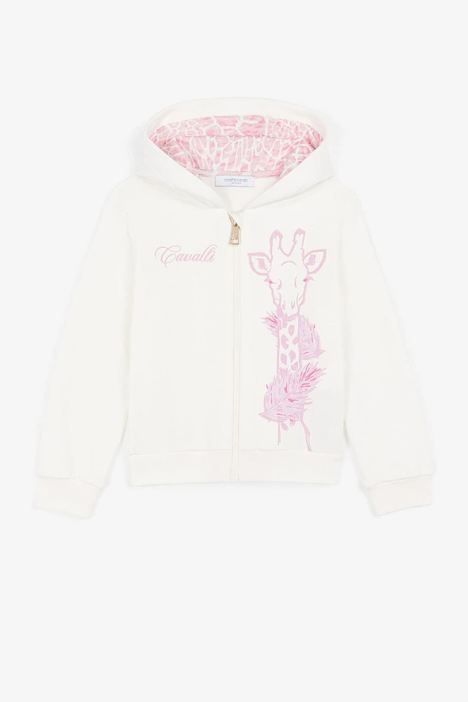 Giraffe And Logo-Print Zip Hoodie