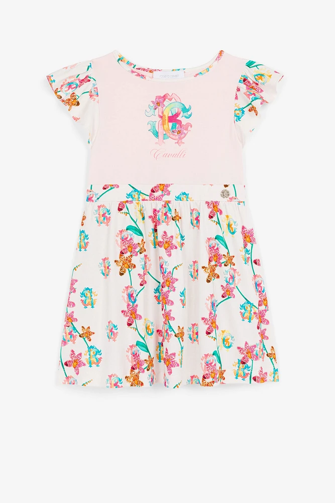 Floral logo-print T-shirt dress