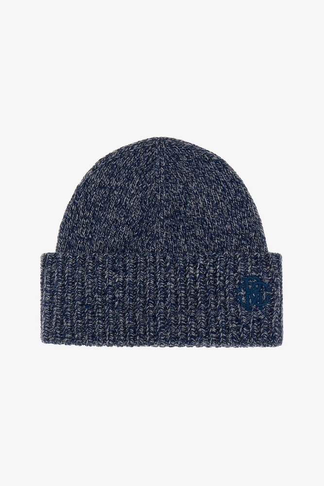Blue Cashmere Blend Hat Beanie with Monogram RC
