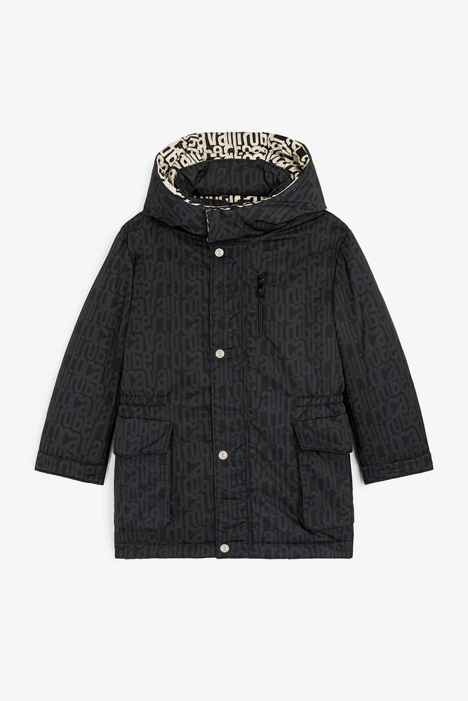 Logo-Print Hooded Coat