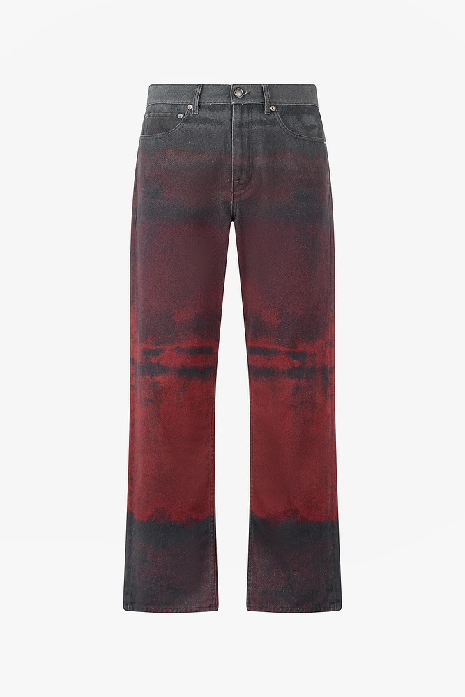 Jeans With A Mottled Print Effect