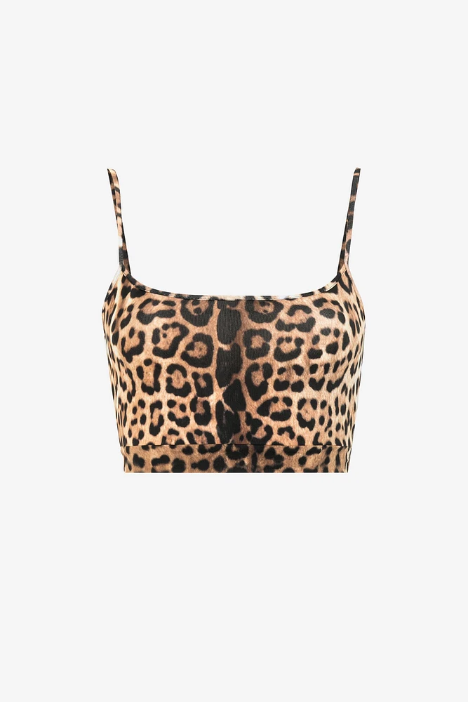 Leopard-print cropped top