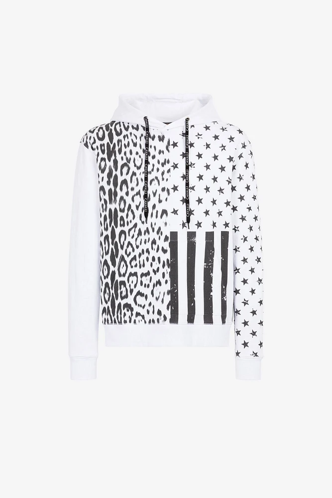 Graphic-print cotton hoodie