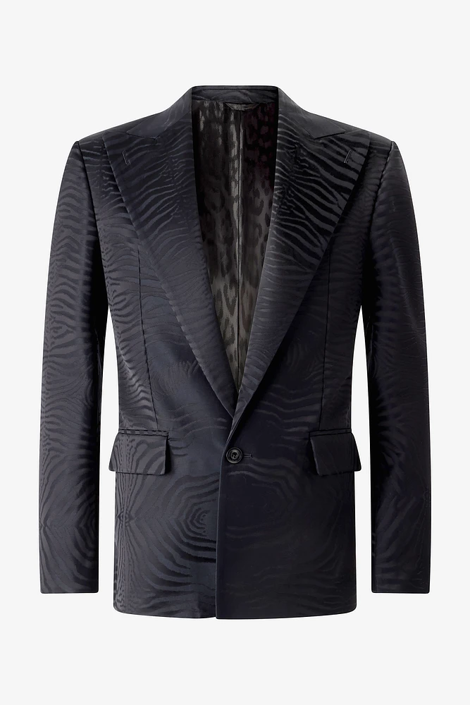 Blazer With Solid-Color Tiger Skin Design