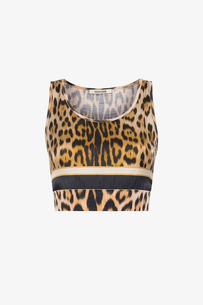 Leopard-print cropped top