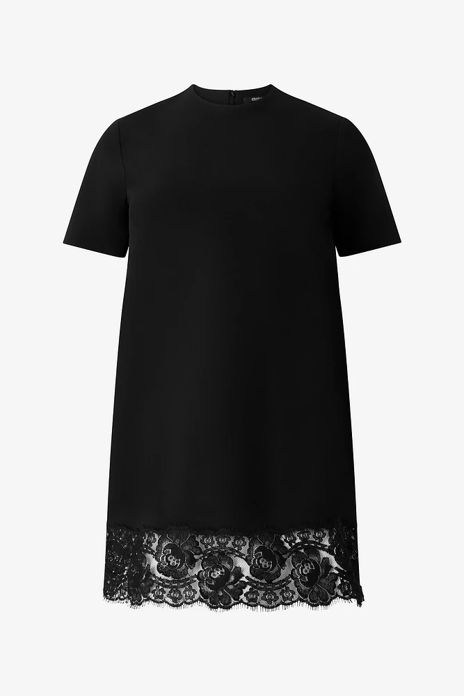 Mini Dress With Lace On The Hem