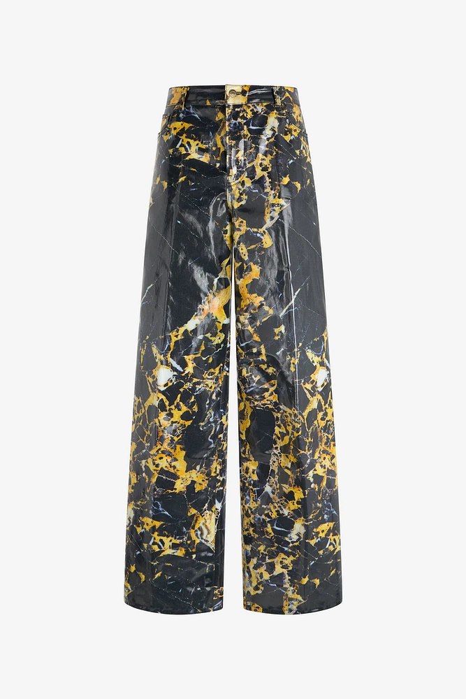 Loose trousers with Marble print