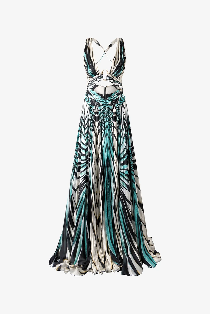 Ray Of Sea Print Maxi Dress Silk