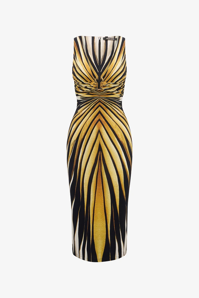 Ray Of Gold Print Dress Midi