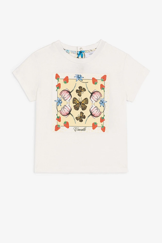 Strawberry And Butterfly-Print Cotton T-Shirt