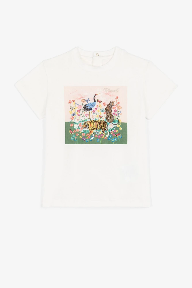Wildlife And Flower-Print T-Shirt