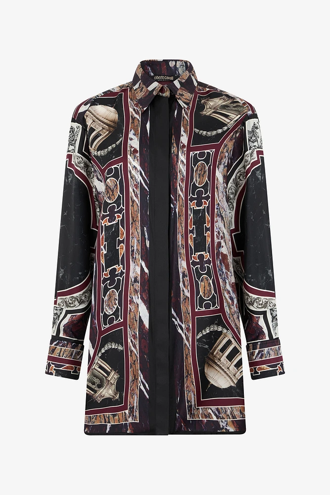 Shirt dress with Marble print