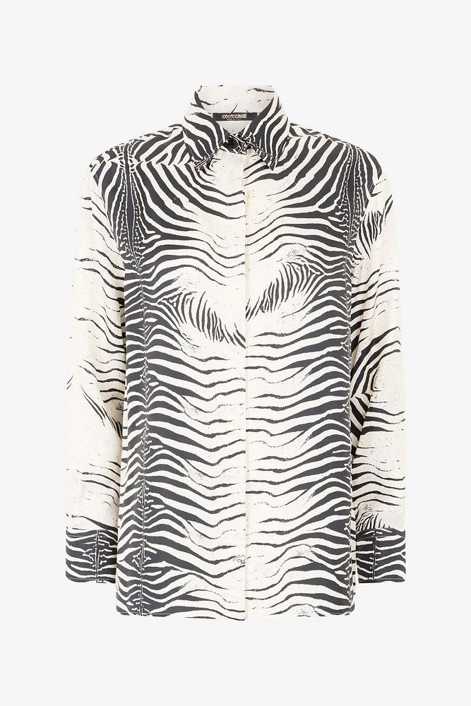 Zebra-Print Silk Shirt