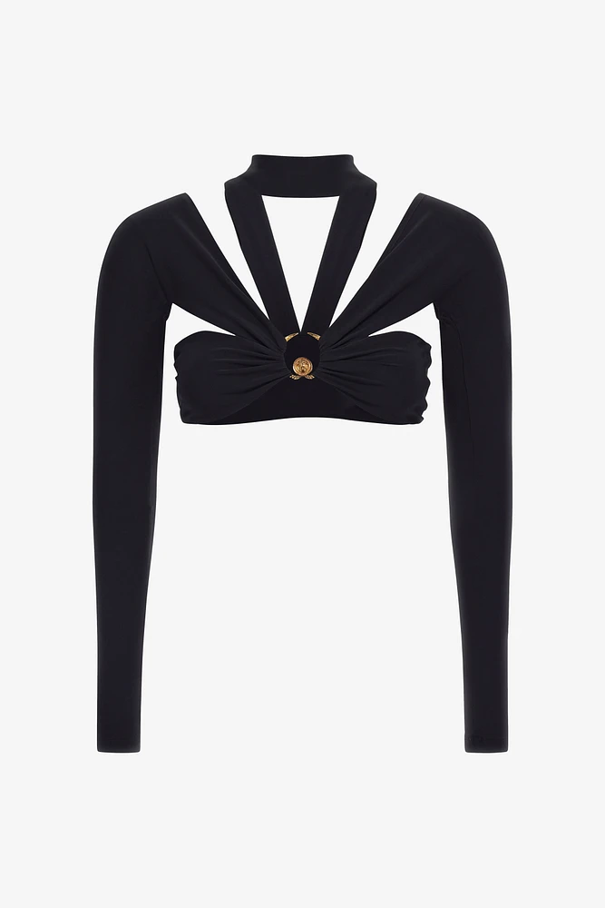 Cutout Long Sleeve Crop Top