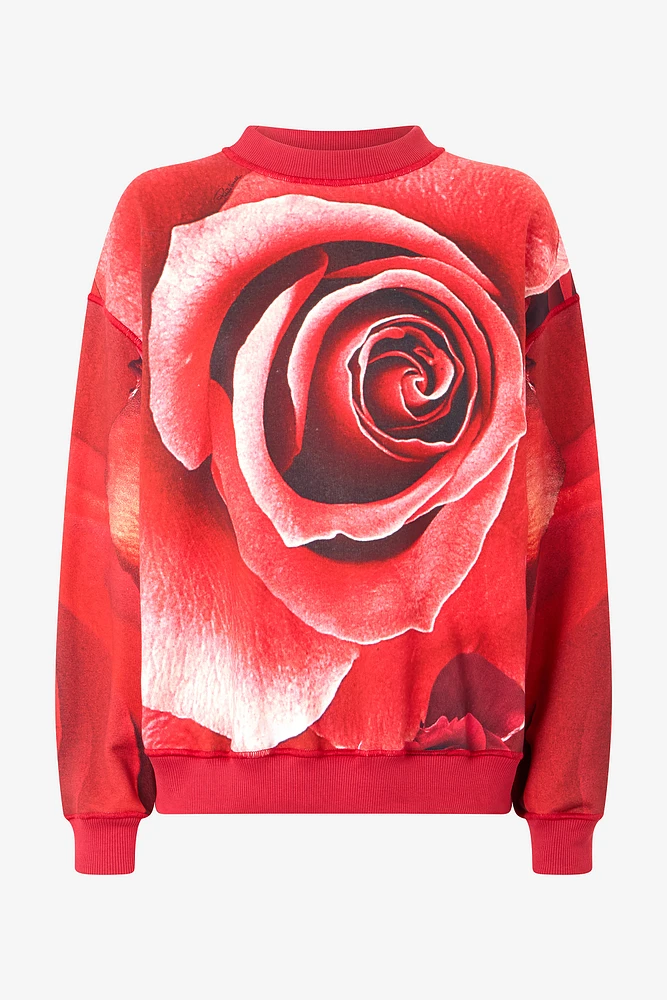 Sweatshirt With Maxi-Rose Print