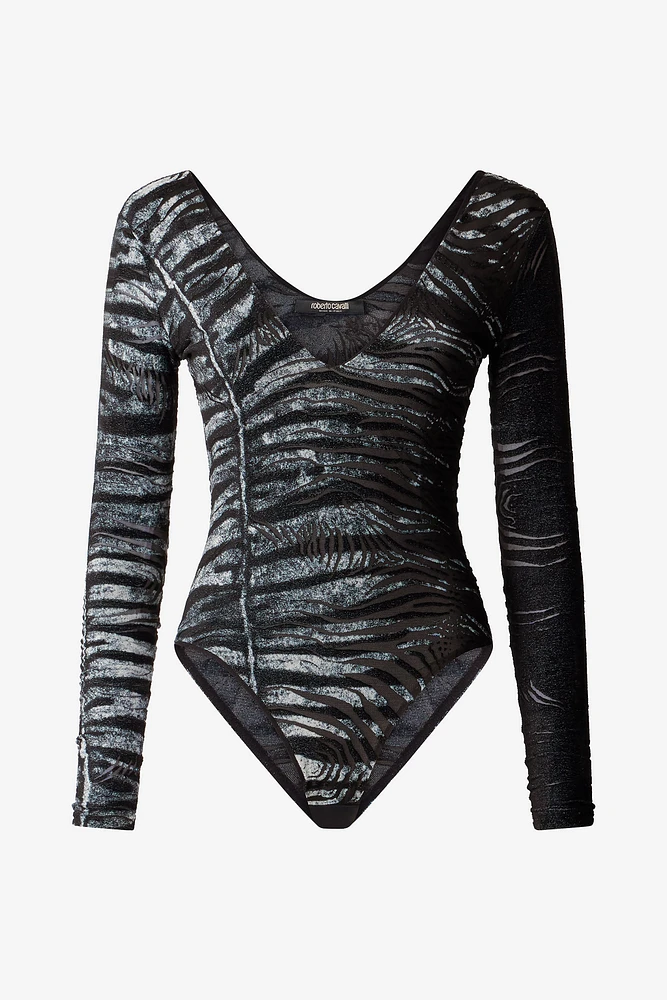 Bodysuit With Zebra And Tiger Skin Design