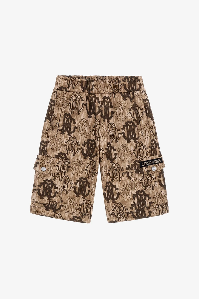 3D Monogram print shorts