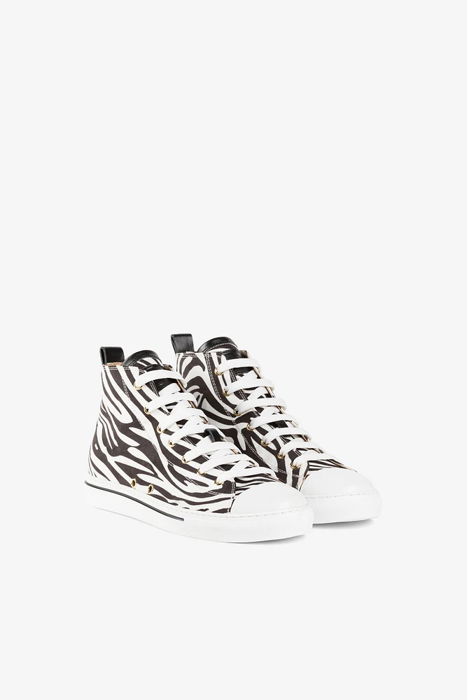 Zebra-Print Hi-Top Sneakers